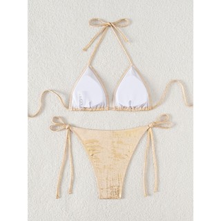 Đồ bơi nữ Màu kẹo Bronzing Tie Dye Dây hai mảnh Bikini Đồ bơi