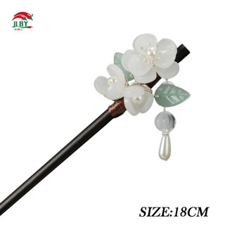 Retro Trung Quốc Kẹp Tóc Với Bền Gỗ Ebonized Trắng Viền Tóc Đũa Cho Sườn Xám Han Quần Áo Trà Mặc