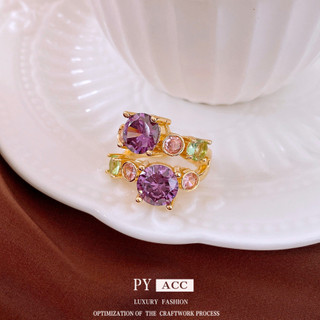 Châu Âu Mỹ ins Phong Cách Mới Zircon Màu Không Đều Mở Nhẫn Nữ