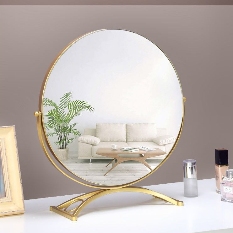Gương Trang Điểm, Để Bàn Đơn Giản Vanity Bàn Xoay Phòng Ngủ Nhà Phong Cách Châu Âu Gương Tròn Lớn
