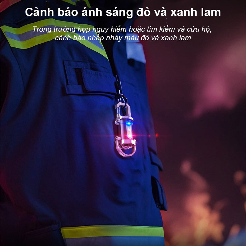 Đèn pin gắn móc khóa mini siêu sáng, Đa Năng 7 Chế Độ, Sạc USB Tiện Lợi, Có đèn đỏ/xanh, bền bỉ, chống nước