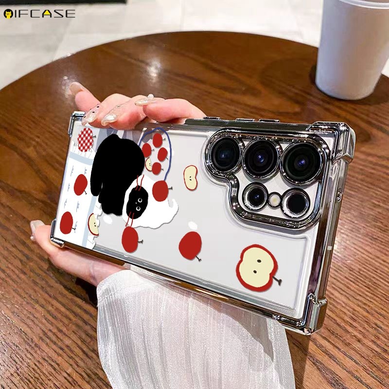 Dành Cho iQOO 13 12 Z10 Z9 Turbo Turbo + Z7 Z6 Lite Pro Z10x Z9x Z7i Z5x Ốp Điện Thoại Mèo Đen Dễ Thương Đỏ Apple Hoạt Hình Ngộ nghĩnh Chống Sốc Trong Suốt Vỏ Mềm Ốp Lưng