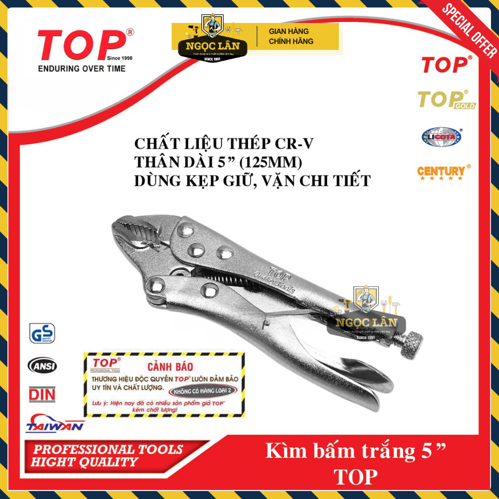 [Chính hãng TOP] Kìm bấm chết, kềm chết TOP nhỏ mini 5" (125mm) hàng Đài Loan thép CR-V cao cấp
