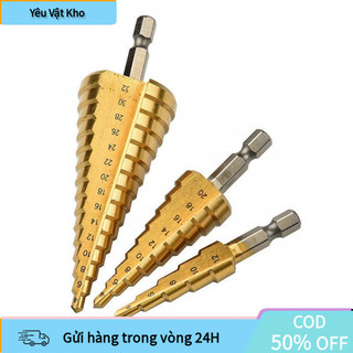 [COD] Bộ 3 Mũi Khoan Tháp Bước 4-12mm 4-20mm 4-32mm HSS Phủ Titan Siêu Cứng Đa Năng
