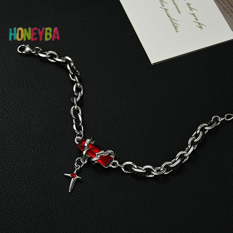< Honeyba > Thời Trang Tinh Tế Zircon Ngôi Sao Quyến Rũ Dành Cho Nữ Phong Cách Punk Ngôi Sao Màu Bạc Dây Chuyền Vòng Tay Có Thể Điều Chỉnh Phụ Kiện Trang Sức