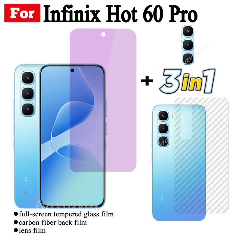 Dành cho Infinix Hot 60 Pro Kính cường lực chống ánh sáng xanh Infinix Hot 60 Hot 60i Kính cường lực chống gián điệp Bảo vệ màn hình + Phim ống kính máy ảnh + Phim mặt sau