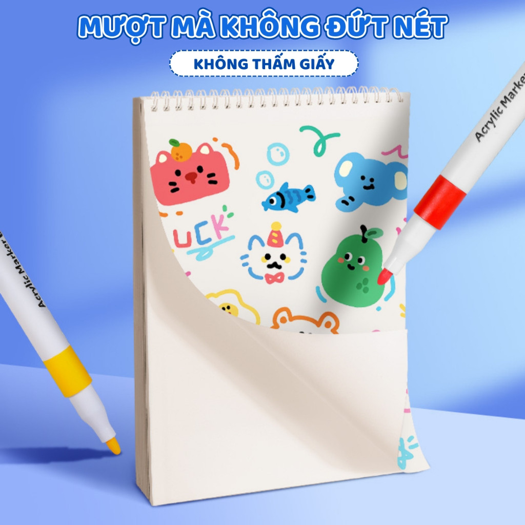 Bộ Bút Lông Màu Acrylic Chống Nước - Hộp Bút Vẽ Đa Năng, Màu Sắc Sống Động, Mực Tô Được Trên Nhiều Chất Liệu