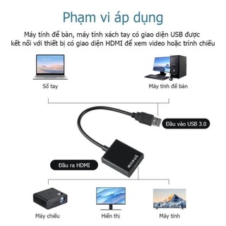 Cáp chuyển đổi 2 trong 1 USB 3.0 sang HDMI 4K VGA Type C cao cấp đa năng tương thích rộng cho tivi máy chiếu laptop