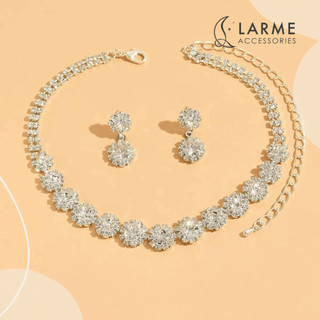 Bộ trang sức quý phái vòng cổ khuyên tai dự tiệc đính dá sang trọng phong cách nhẹ nhàng Larme accessories -BTS011
