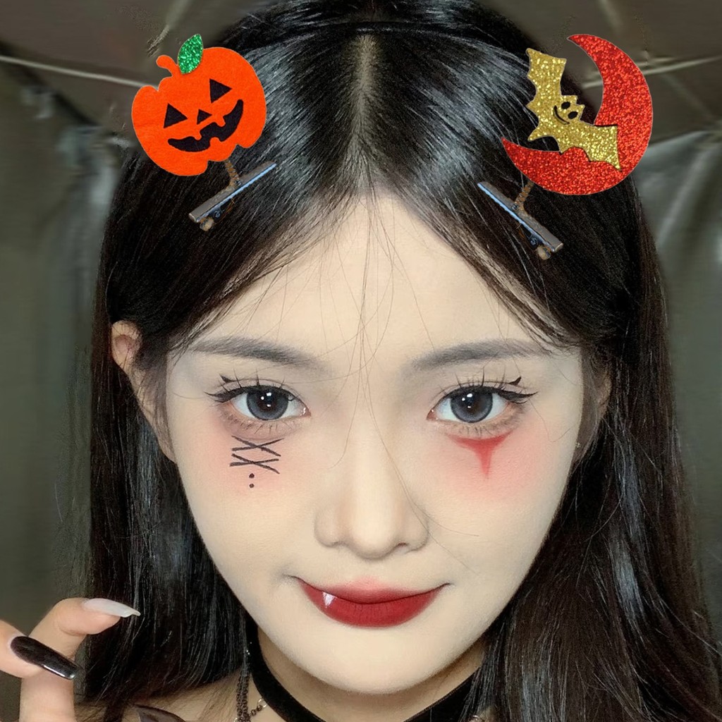 Bộ Kẹp Tóc Bí Ngô Ma Gothic Witch Barret DIY - Phụ Kiện Tóc Cosplay Cho Bé Gái