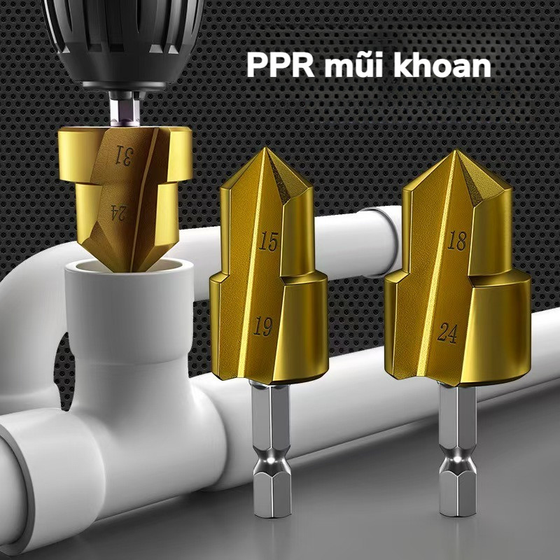 Bộ 3 mũi khoan khoét ống nhựa PPR,chuyên sửa ống nhựa bị hỏng khoan,Mũi khoan ống, Bộ 3 mũi khoan