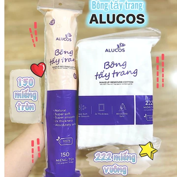 Bông Tẩy Trang Tròn 150 Miếng, Bông Tẩy Trang Alucos Tròn, Bông Tẩy Trang Không Bung Viền Cây 150 Miếng Siêu Dày