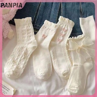 PANPIA-1 Đôi Tất Gothic Nơ Giữa Ống Preppy Phong Cách Công Chúa Tất JK Dạo Phố
