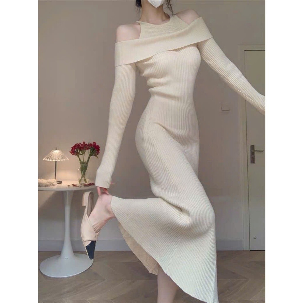 Đầm váy nữ thu đông dáng dài thiết kế trễ vai ôm body phong cách quyến rũ sang chảnh MT33 SP236