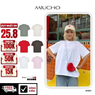 Áo thun trơn unisex form boxy AXT01 Miucho chất vải cotton co giãn 2 chiều cao cấp