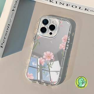 Ốp Điện Thoại Gương Túi Khí Cho Xiaomi 15 15S 14 13 13T 12 12T 12S 12X Ultra Mi 11 11X 11i 10 10i 10S 9 Civi 5 4 3 2 Pro Lite 5G 4G Vỏ Hoa Bướm Dễ Thương Đơn Giản Trong Suốt