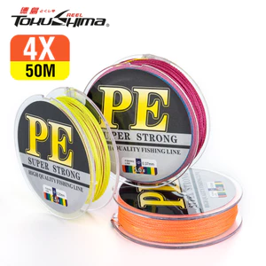 Dây câu bện PE 4 sợi 50M, chống mài mòn, không co giãn, dùng cho nước ngọt/mặn