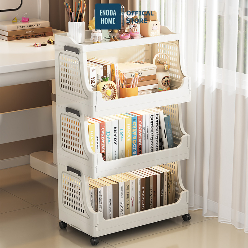 Giá Kệ Đựng Sách ENODA HOME, Tủ Kệ Đựng Tài Liệu Văn Phòng Lắp Ráp Đơn Giản Có Bánh Xe Di Chuyển Tiện Lợi TUN052