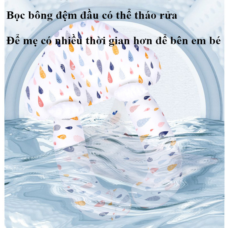 Gối chữ U cho bé sơ sinh, chống giật mình, chống lật, Vỏ Gối Tháo Rời Giặt Máy, giúp bé ngủ ngon.