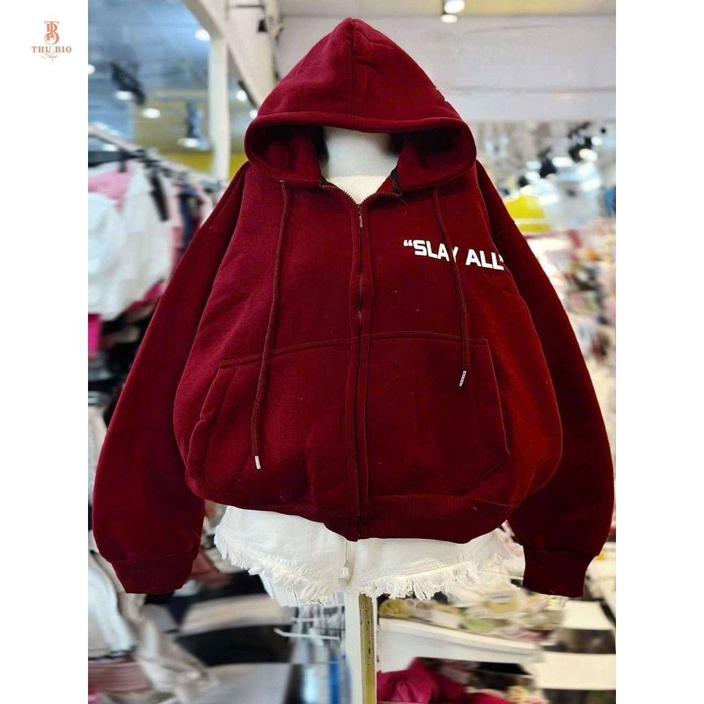 TỔNG HỢP CÁC MẪU ÁO KHOÁC NỈ MÙA ĐÔNG FORM RỘNG TAY LỠ UNISEX  MÀU ĐỎ-THUBIO98