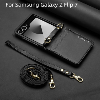 Ốp điện thoại mờ kinh doanh da cao cấp dành cho Samsung Galaxy Z Flip7 Flip4 Flip5 Flip6 Flip3 Card Holder