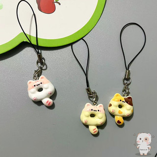 【Chamvn】Dây đeo điện thoại hình chú mèo dễ thương hình bánh rán hoạt hình vui nhộn Quà tặng cho bạn thân