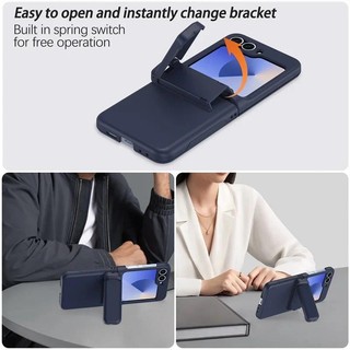 Ví Thẻ Chèn Gấp Ốp Lưng Điện Thoại Samsung Galaxy Z Flip 7 5 6 4 3 Chống Sốc Giá Đỡ Bản Lề Bao Da Cho Galaxy Z Flip7 5G