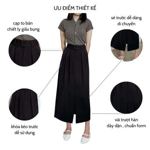 Chân váy bút chì  dáng dài công sở xẻ tà cạp cao tôn dáng che bụng dễ mặc dễ phối đồ đi làm đi chơi CV07