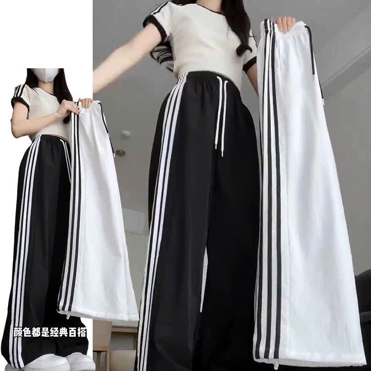 Quần 3 Sọc thể thao Nữ ống suông dáng dài