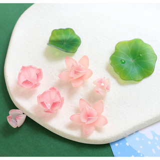 Mô Phỏng Mùa Hè Hoa Sen Lá Sương Hạt Nhiệt Co Tấm Nhựa Thẳng Xuyên Tự Làm Handmade Trang Sức Bông Tai Kẹp Tóc Phụ Kiện