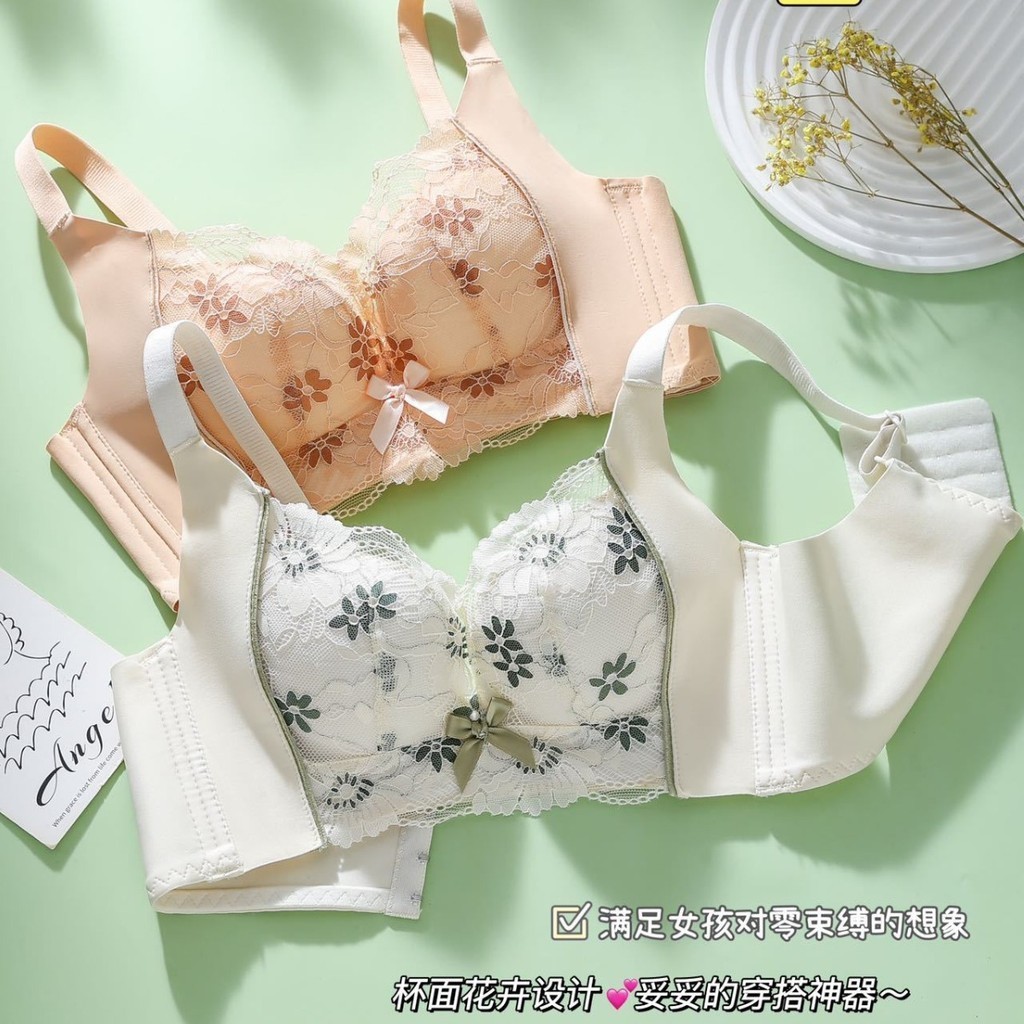 Bộ ngực nhỏ dày và tập hợp loại điều chỉnh chống chảy xệ để đóng bên ngực ren gợi cảm áo ngực lót nữ