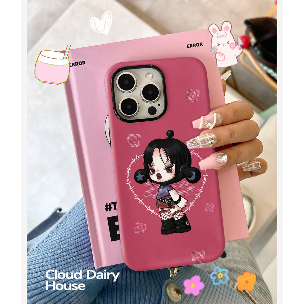 Ốp điện thoại Darkness Cool Rose Pop Mart Skullpanda cho iPhone15ProMax 14Pro 13 12 XSMAX 13mini 8PLUS 2 ❈ Vỏ tpu và pc bóng