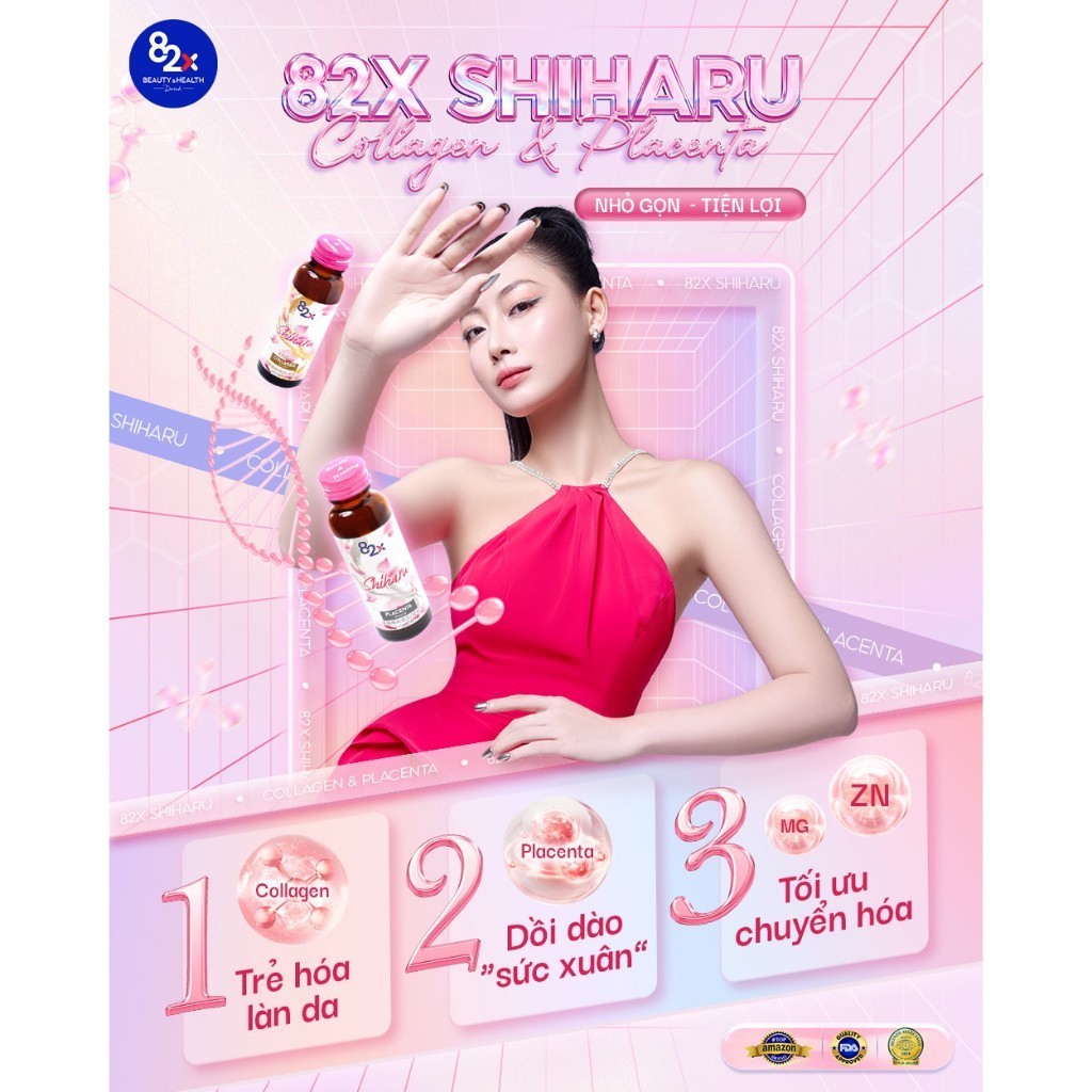 Ảnh Hộp 10 Chai Nước Uống Đẹp Da 82X SHIHARU PLACENTA Từ Nhật Bản-Cân Bằng Nội Tiết Tố, Trẻ Hoá Da, Giảm Căng Thẳng, Mệt Mỏi 3