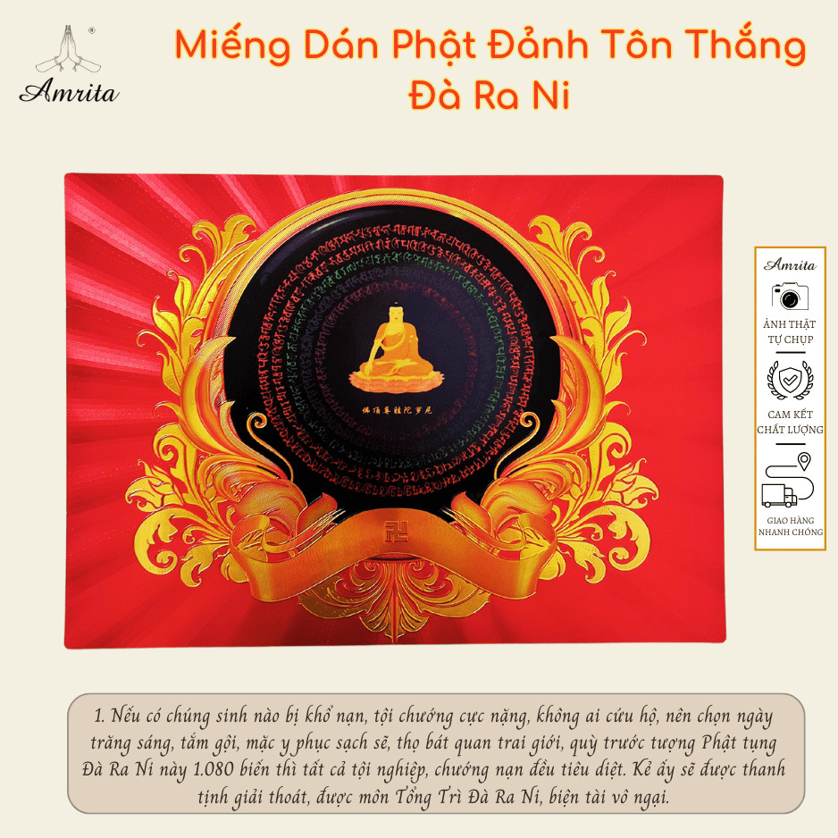 Miếng dán Phật Đảnh Tôn Thắng Đà-ra-ni - - Trừ Cái Chướng Phật Đỉnh- Decal Phật Giáo - Amrita
