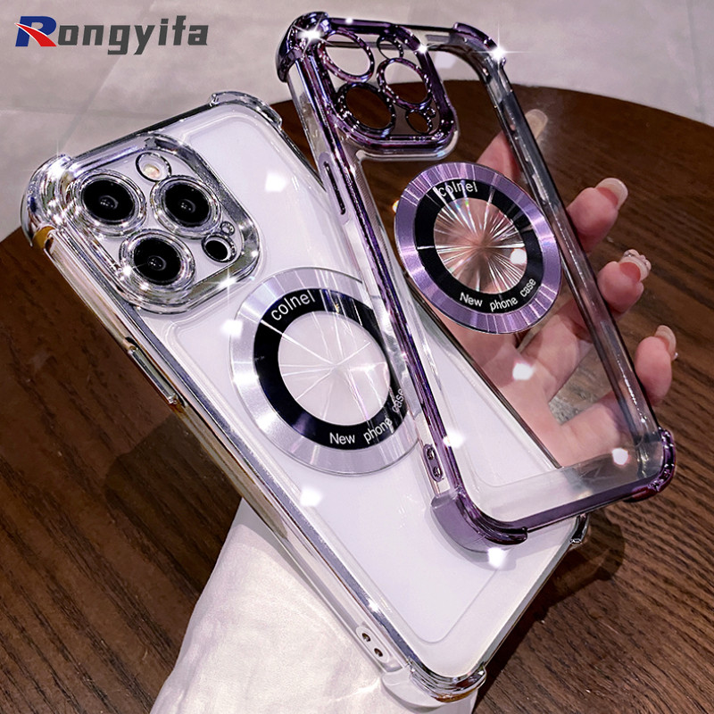 Ốp Điện Thoại Trong Suốt Từ Tính Sang Trọng Cho Vivo X100 Ultra X100s T3 Lite 5G iQOO Neo 9 9s Pro Z9 Turbo Z9X Z8 Z8X Vỏ Chống Sốc Kinh Doanh Sạc Từ Tính Chống Rơi Trong Suốt