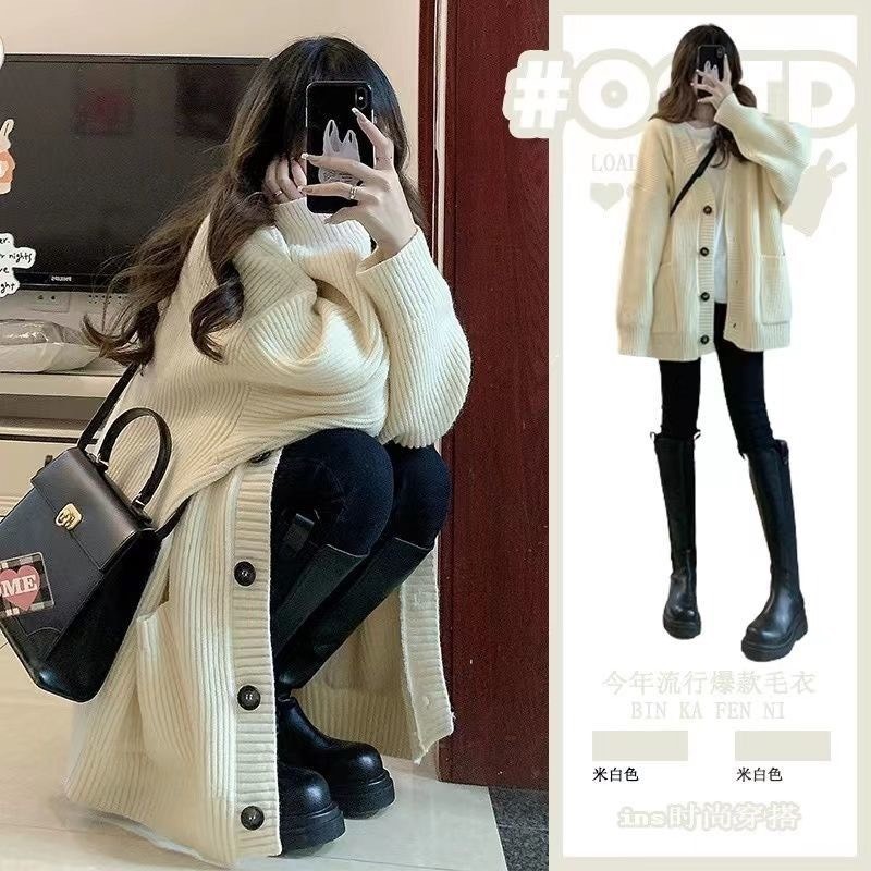 Áo khoác len cardigan dệt kim dáng dài form rộng hàng QCCC phong cách tỷ tỷ XIMIMI SP54