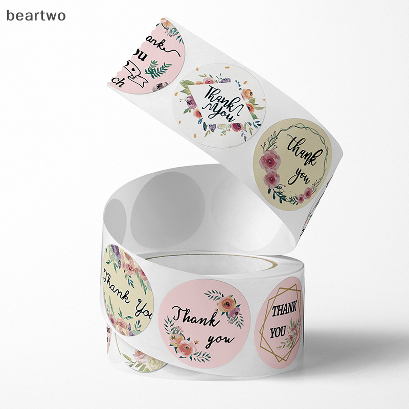 < Beartwo > 500 Cái 1inch Hoa Lãng Mạn Cảm Ơn Dán Cuộn Cho Phong Bì Hộp Trang Sức Cưới Văn Phòng Phẩm Con Dấu Miếng Dán Quà Tặng Lable Đẹp
