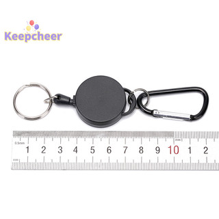 [Keepcheer] Dây thép cuộn màu đen có thể thu vào Dây đai giật Vòng chìa khóa Giá đỡ huy hiệu [Mới]