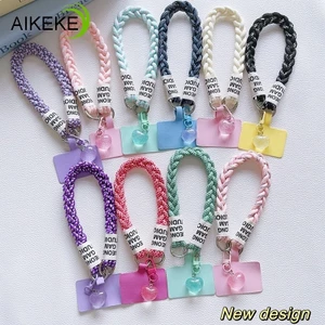 Phong Cách Hàn Quốc Pha Lê Tình Yêu Dây Đeo Tay Dây Chứng Minh Thư Giá Đỡ Nylon Cổ Tay Bện Chống Mất Đa Năng Điện Thoại Di Động Dây Đeo
