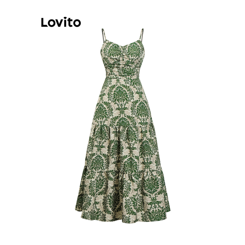 Ảnh Đầm Lovito vải gân thắt nơ phía sau họa tiết paisley phong cách Boho cho nữ L87ED315 3