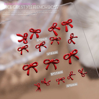 [Beautifulhome]1pc Cái / túi Nơ Móng Tay Nghệ Thuật Nơ Ch DIY Thắt Nơ Trang Trí Thiết Kế Phần Kim Cương Giả Đỏ Đồ Dùng Làm Móng Tay Dễ Thương [Làm Đẹp]