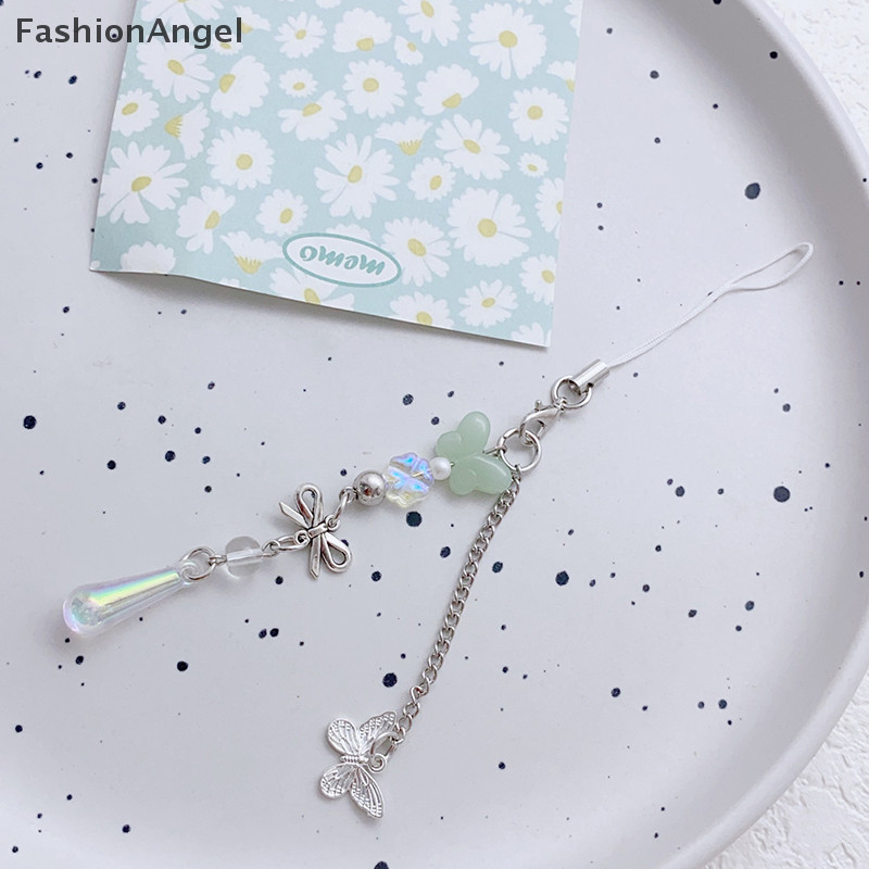 FashionAngel Phong Cách Nghệ Thuật Mặt Dây Chuyền Dễ Thương Điện Thoại Quyến Rũ Dây Bốn Lá Cỏ Ba Lá Móc Chìa Khóa Thời Trang Đính Hạt Móc Khóa Trang Trí Cho Điện Thoại TH
