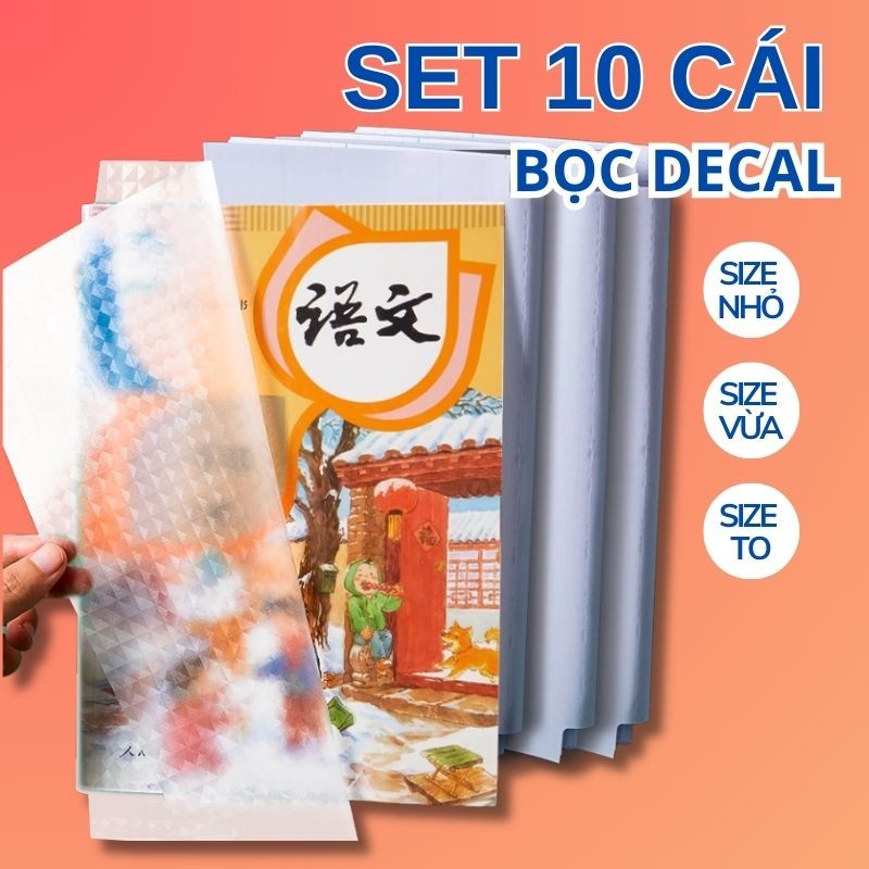 Set 10 Tờ Decal Bọc Sách Vở A4 cho bé Tặng 10 nhãn vở Chống Nước, Chống ...