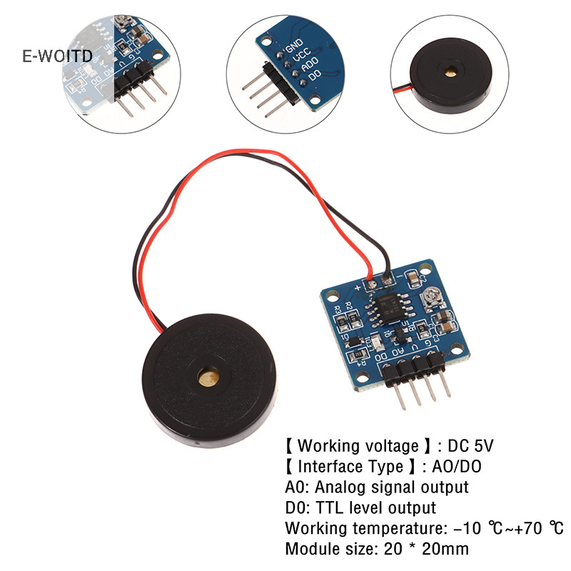 Mô-đun chuyển đổi cảm biến rung màng áp điện E-WOITD 5V Đầu ra mức TTL ...