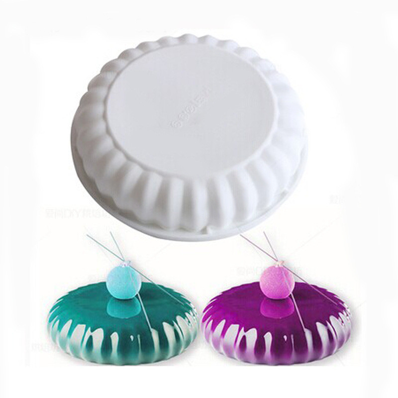 Khuôn làm bánh silicon tròn phẳng cổ điển Ý kiểu Pháp Drench tròn Fondant Mousse Khuôn làm bánh DIY