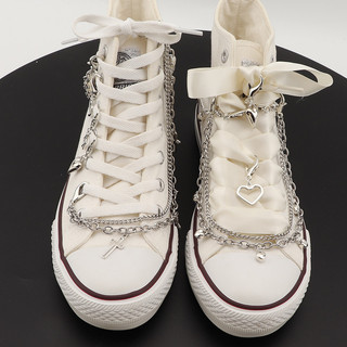 Bling Kim Cương Giả Dây Xích Giày Quyến Rũ Thép Không Gỉ Trang Trí Giày Ngôi Sao Rỗng Tình Yêu Mặt Dây Chuyền Ngọc Trai Hai Lớp Ngọt Ngào Mát
