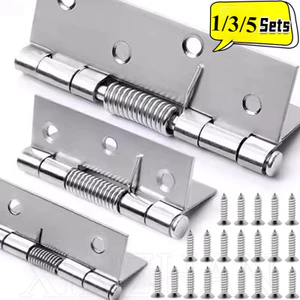 Bản lề lò xo tự đóng 2 / 3 / 4 Inch - 1 / 3 / 5 Bộ bản lề cửa sổ bằng thép không gỉ có vít - Phụ kiện phần cứng nội thất cho hộp đựng đồ trang sức - Bản lề tủ phục hồi tự động