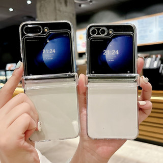 Ốp Điện Thoại Trong Suốt Mỏng Samsung Galaxy Z Flip 6 Flip 5 Flip 4 Flip 3 Clear 3 Trong 1 Full Bản Lề Bảo Vệ Vỏ PC Cứng