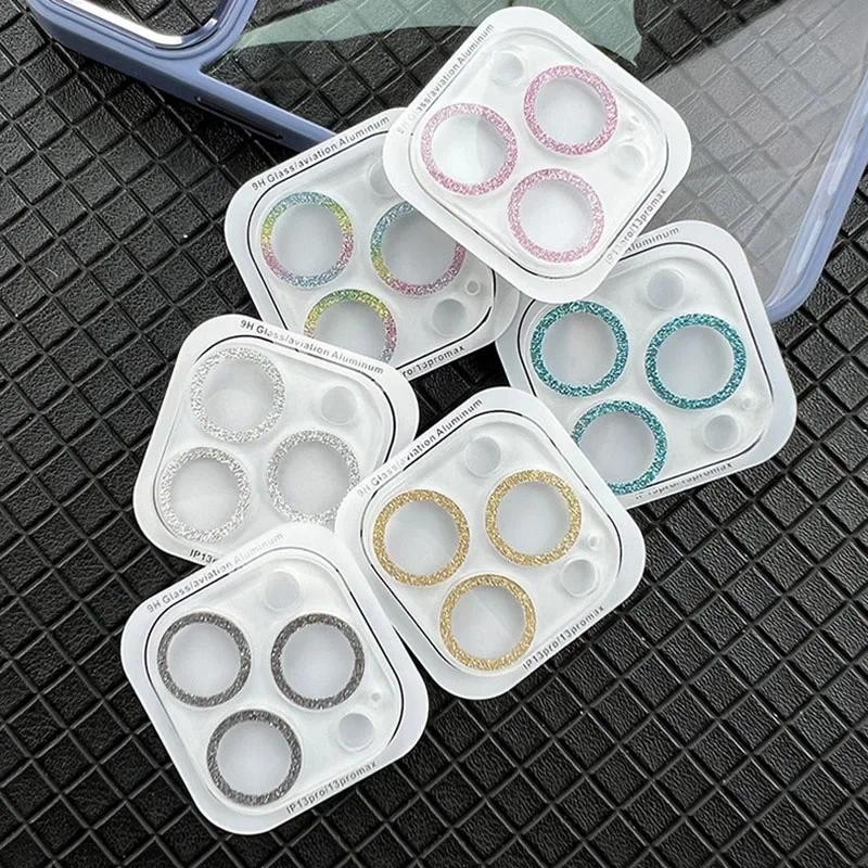 Iphone16 16Pro 16ProMax 16Plus 15Pro 14Pro Sang Trọng Lấp Lánh Ống Kính Máy Ảnh Kính Cường Lực Cho iPhone 16 15 14 13 12 11 Pro Max Plus Mini Chống Trầy Xước Bảo Vệ Ống Kính Chống Sốc