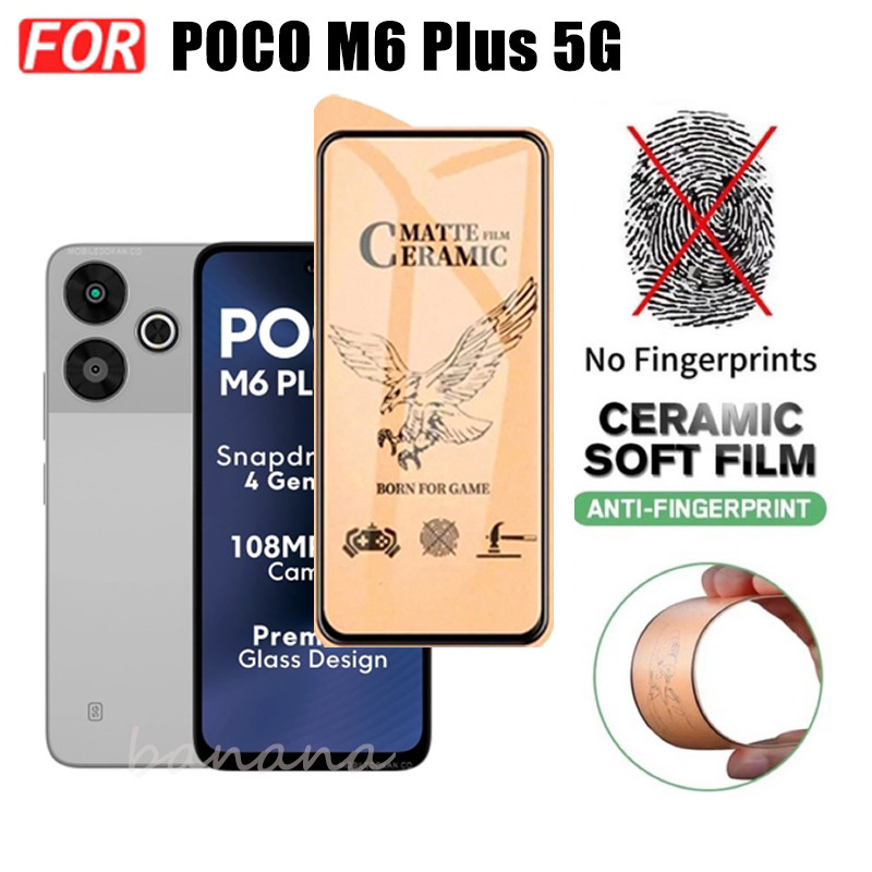 Ốp điện thoại chống sốc 3 trong 1 Poco M6 Plus cho Poco M6 4G 5G Poco C65 C61 Phim mờ gốm + Phim ống kính máy ảnh